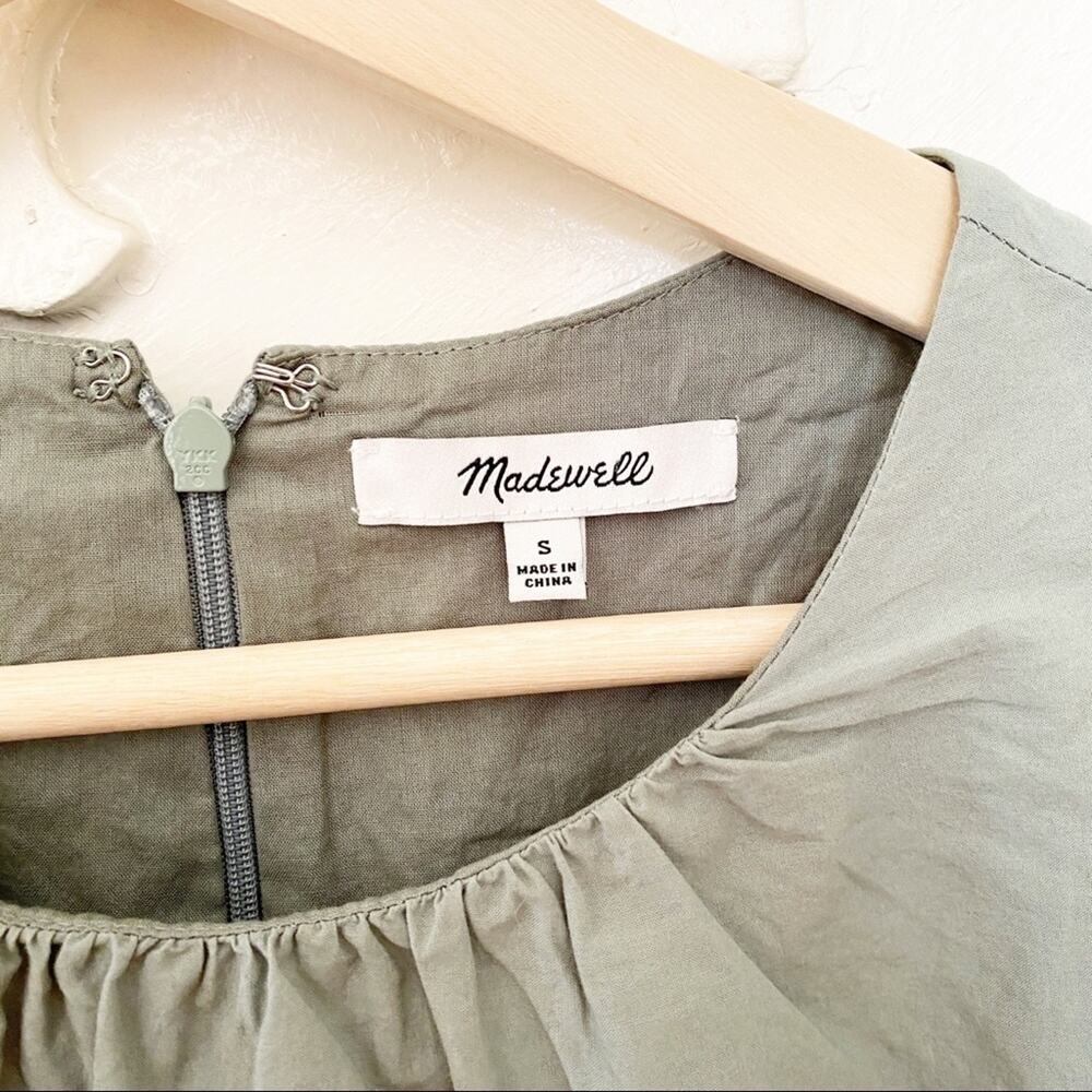 Madewell Eyelet Drop-Waist Dress light green sz S - Picture 7 of 10